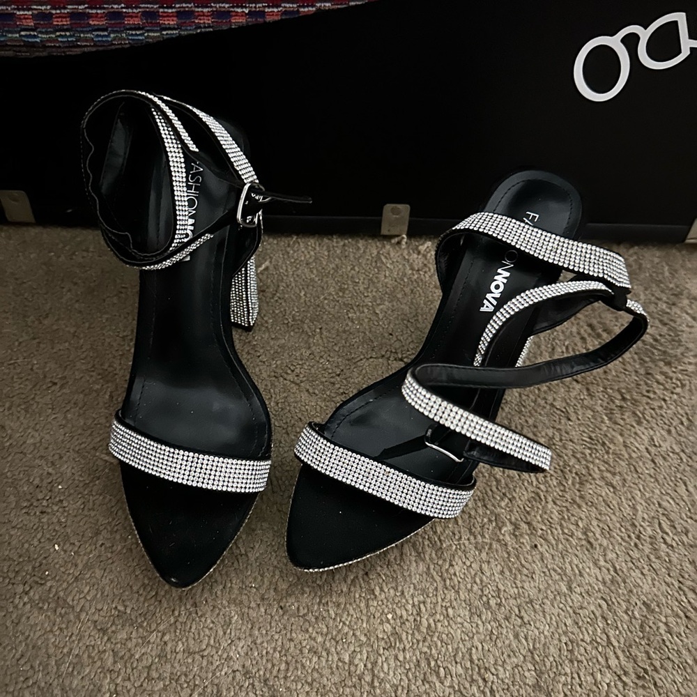Black Rhinestone Heels